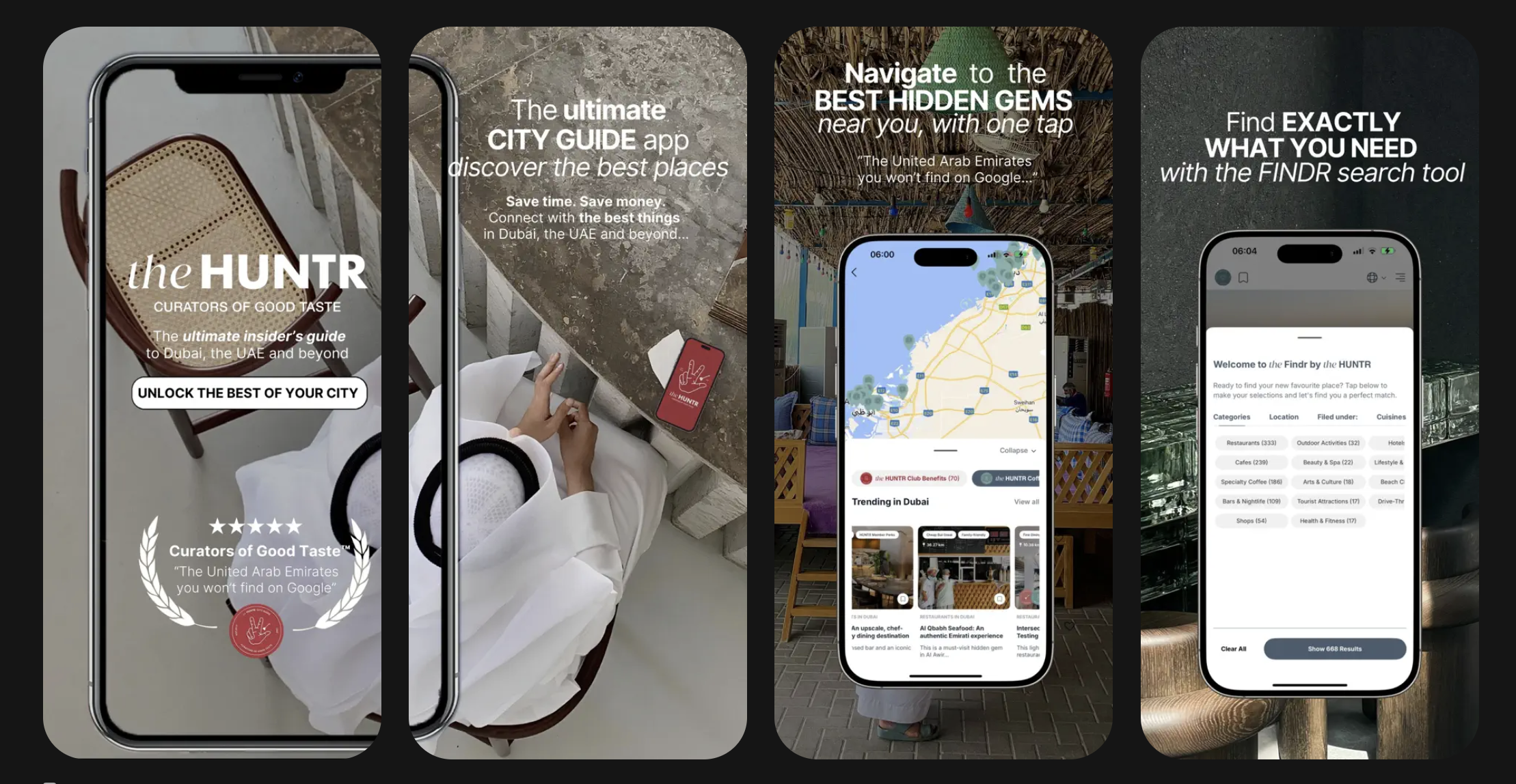 The HUNTR City Guide mobile app built with Flutter